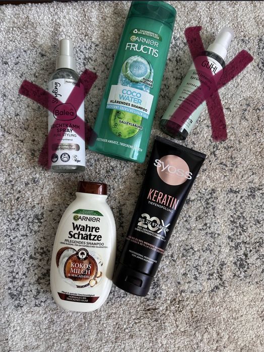 Syoss, balea, garnier fructis, guhl  спрей та шампунь для волосся