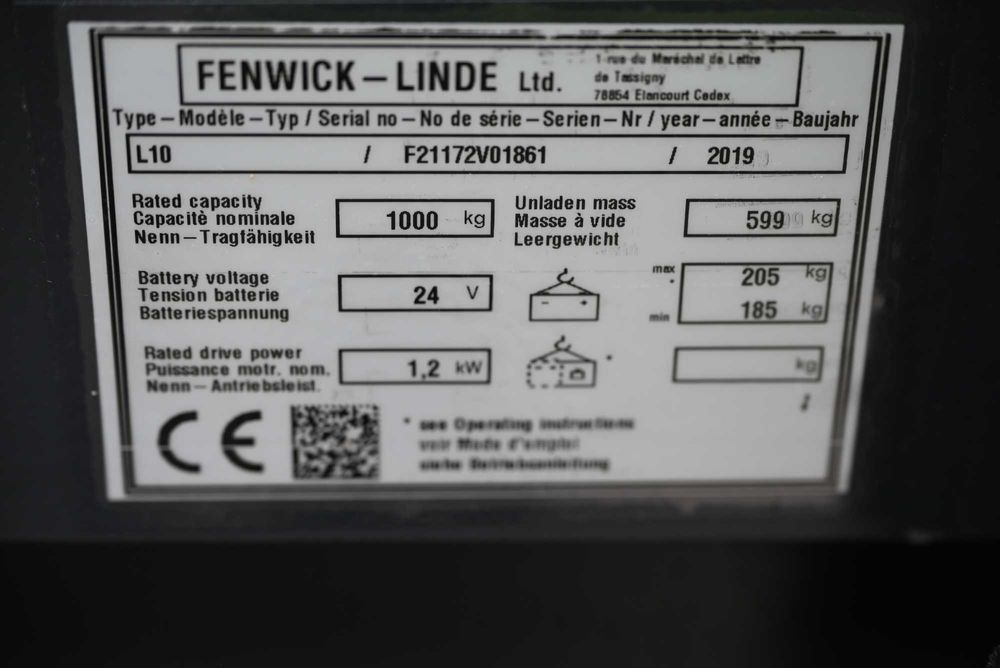 Paleciak elektryczny Linde L10 Duplex 200cm 2019rok 350mth FHP 394
