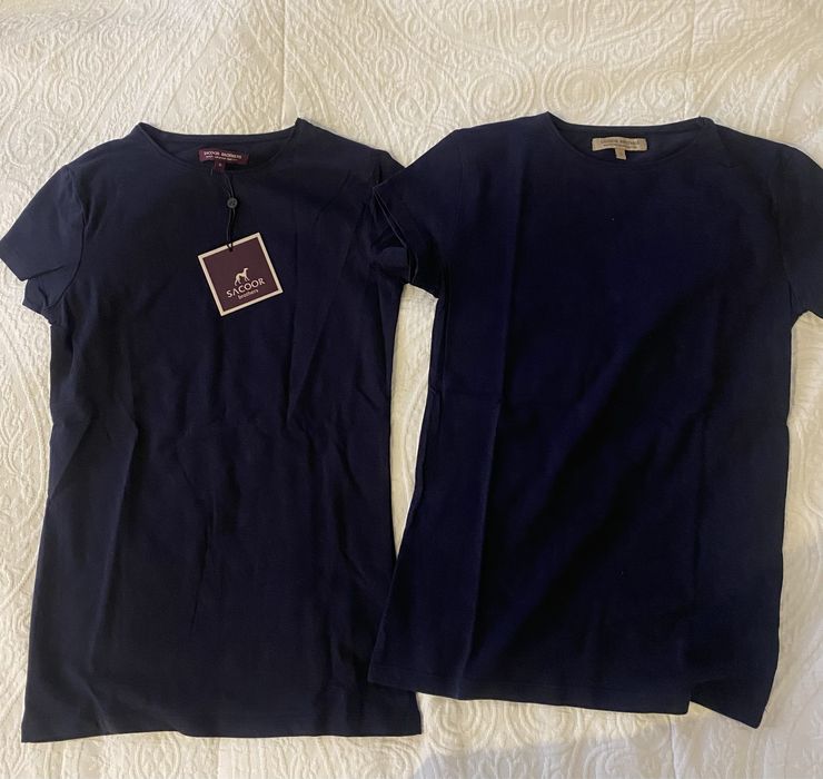 T-shirt algodão Sacoor Brothers, tamanho S, azul marinha + Oferta