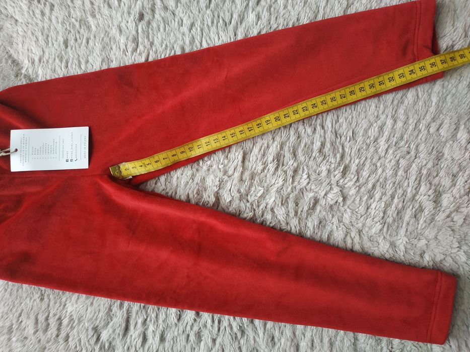 Nowe legginsy/welurowe/ocieplane/czerwone/kokarda/Helen/r.98/104