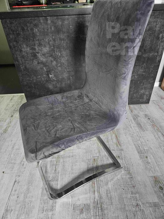 Pokrowce na krzesła miękkie welurowe komplet szare 4 sztuki