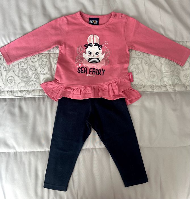 Fato Bebé Camisola Rosa + Calças Azuis 6M NOVO