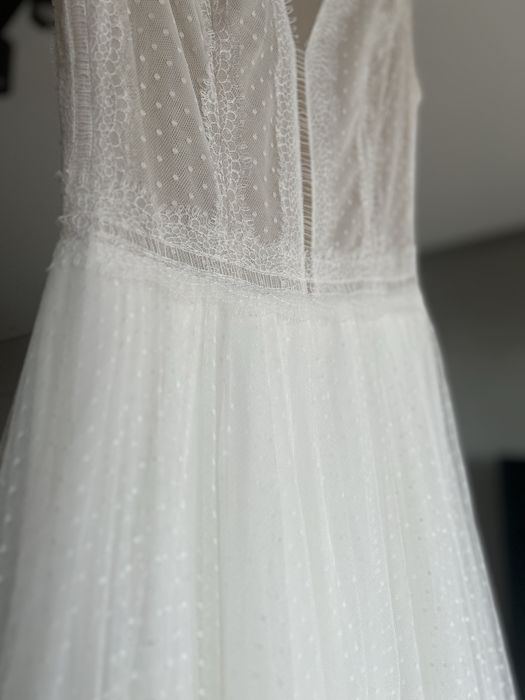 Suknia slubna BOHO, kropki, Maybee, Sylwia Kopczyńska, 34/36