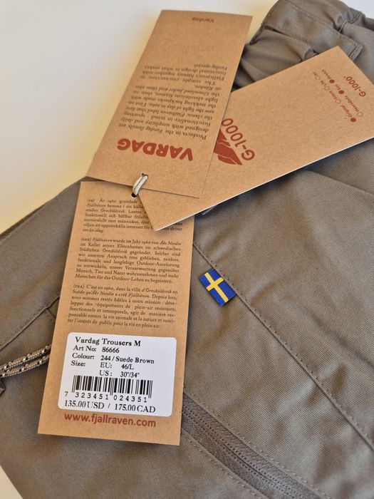 Нові штани Fjallraven Vardag Trousers M (G-1000) – Розмір 46 Long