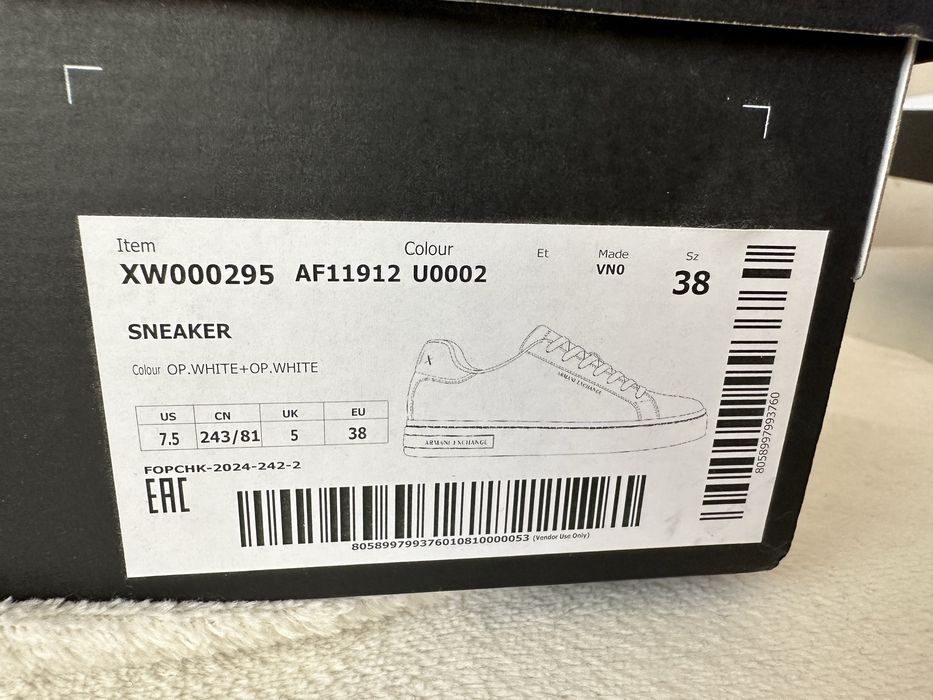 Sneakersy białe Armani Exchange buty tenisówki skórzane AX 38