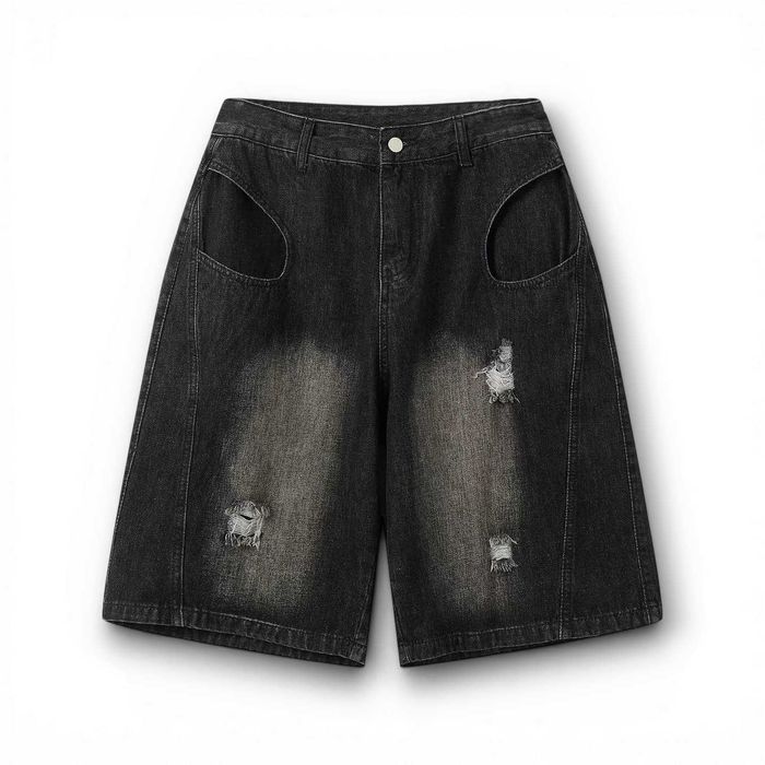 Jeans shorts sk8 streetwear black japan baggy archive шорті чорні широкі беггі y2k rap