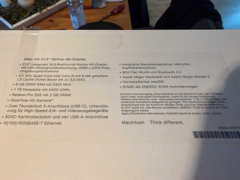 Komputer Apple iMac 2017 4K 21,5" 2TB HDD 8GB VenturaOS All In one