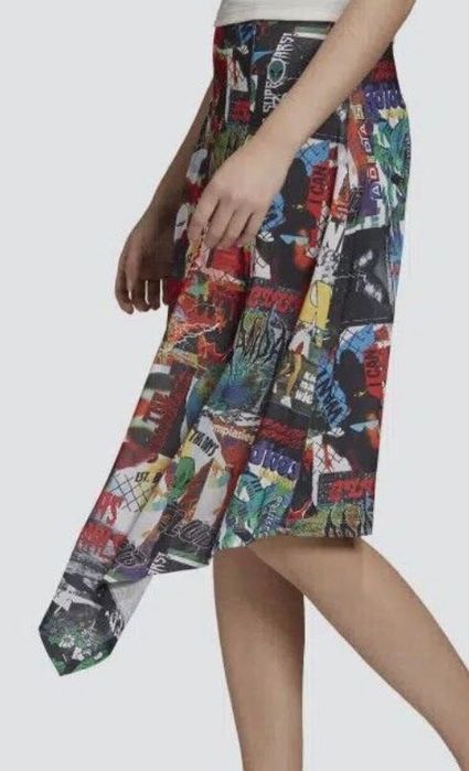 Adidas ASYMETRYCZNA spódnica  FU3766 nadruk w stylu lat 80, 38 40
