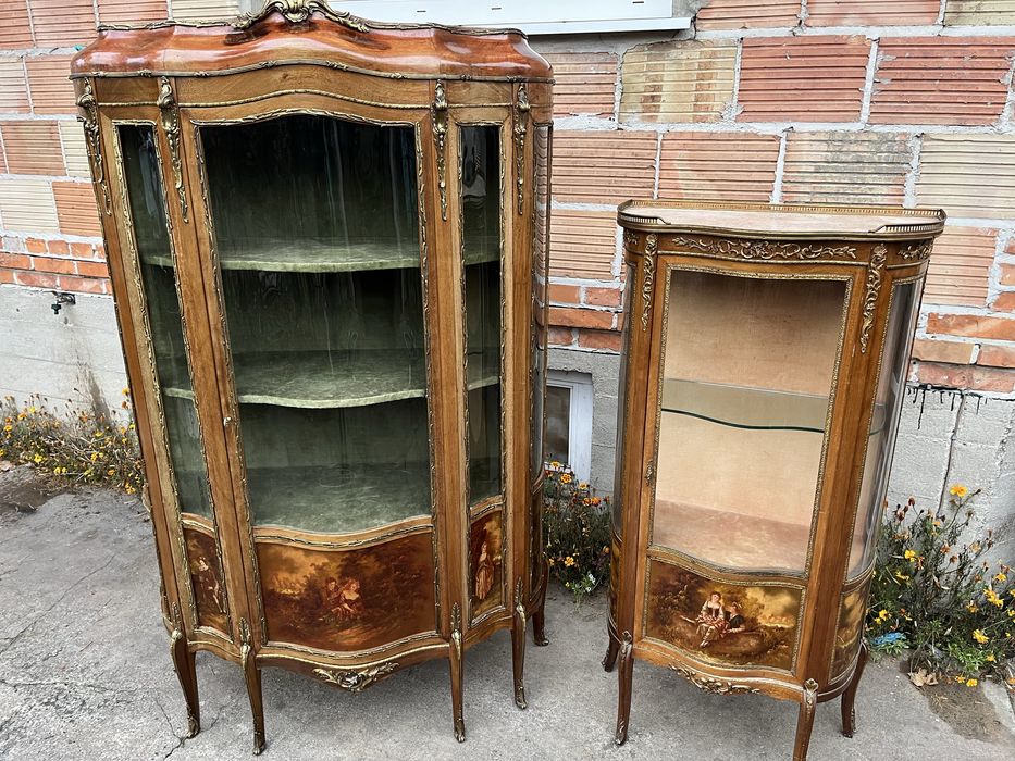 Witryny meble malarstwo drewno brąz antyk vintage dekoracja