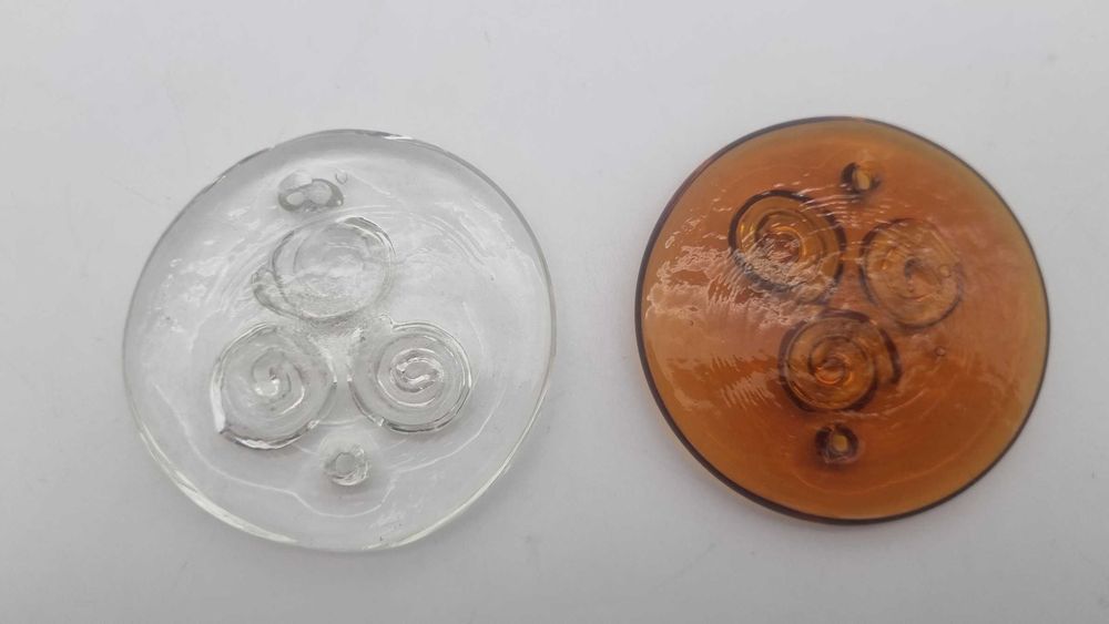 Medalion Plakieta Ząbkowice E.T. Drost Szkło kolorowe Design PRL