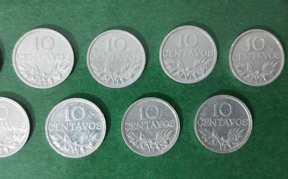 Moedas de 10 centavos 1971 a 1979 (alumínio) da República Portuguesa