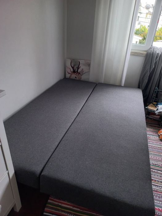 Sofá-cama 3 lugares cinza escuro NEGOCIÁVEL