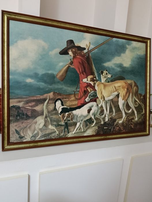 Quadro réplica de Adriaen Carnelisz Beeldemaker com moldura em madeira