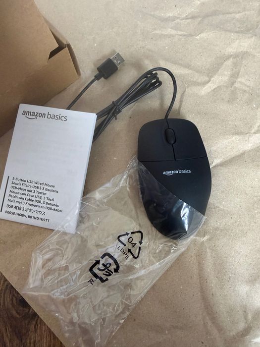 Комп'ютерна мишка, USB-мишка Amazon Basics 3 кнопки Чорна