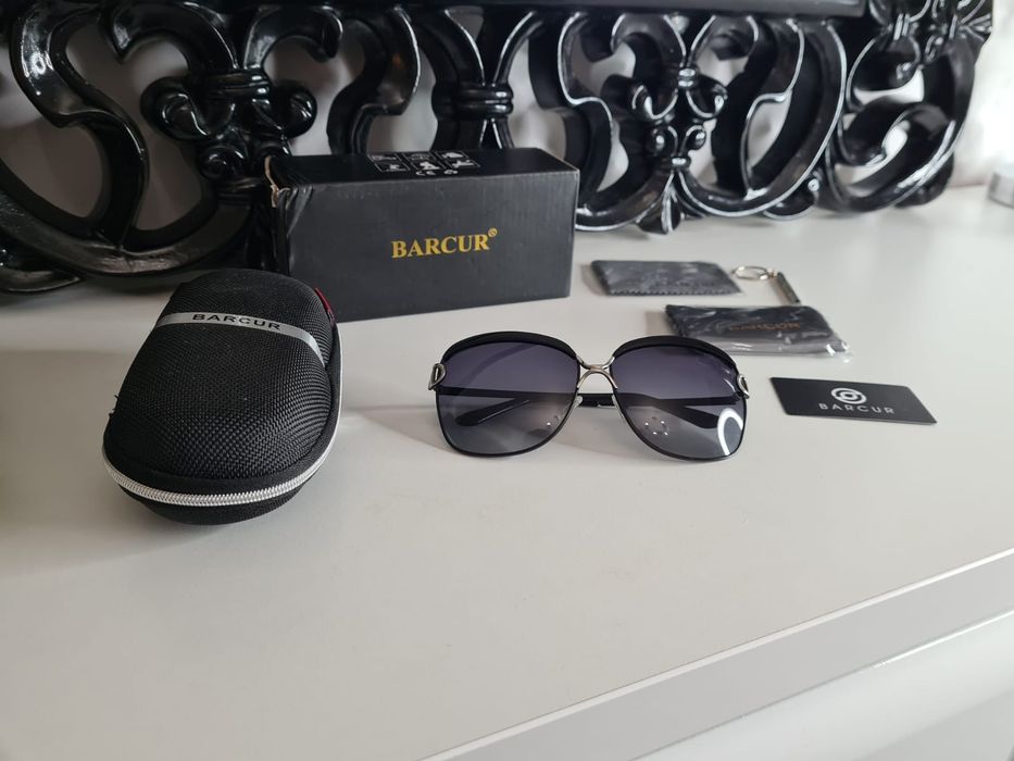 HIT Nowe Damskie Okulary Przeciwsłoneczne BARCUR UV400 Czarne Okazja