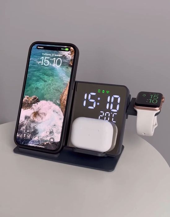 Бездротова зарядка Apple Watch iPhone, Док-Станція Samsung Дзеркальна