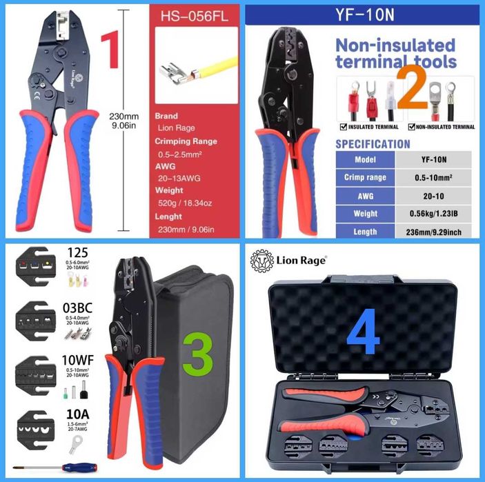 Кримпер Обжимные клещи + Набор наконечников, клемм