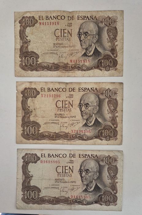 Notas de 100 ptas de 1970, Espanha