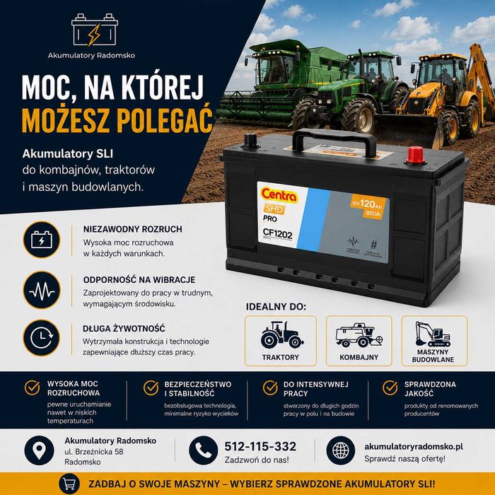 Akumulator ECO-FORCE Cargo 180Ah/1050A TRUCK L+ Sklep Akumulatory Radomsko ul. Brzeźnicka 58