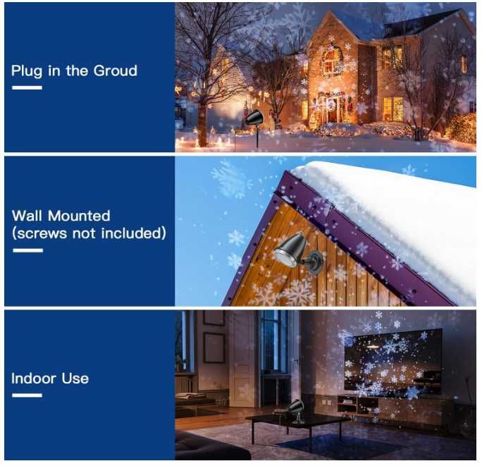 Projektor świąteczny LED CHILCEW wzór śnieżynki 2 sztuki