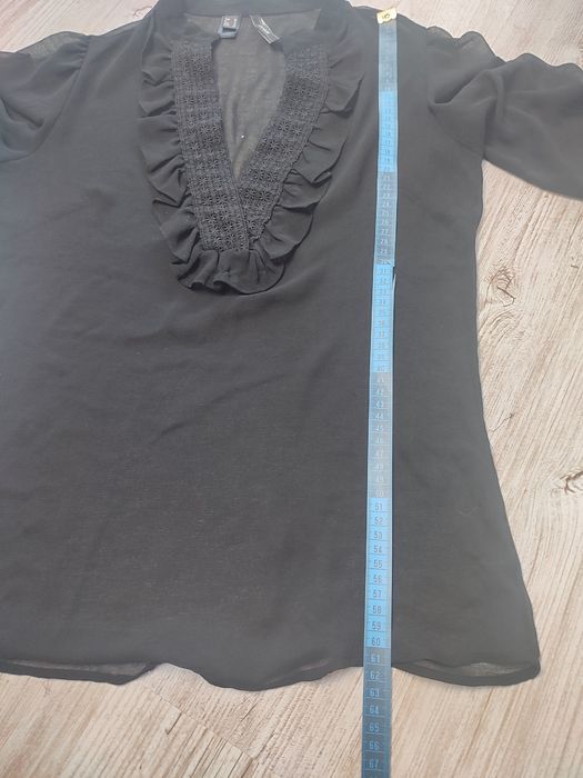 Mango Suit 38 M bluzka damska prześwitująca żabot falbana elegancka