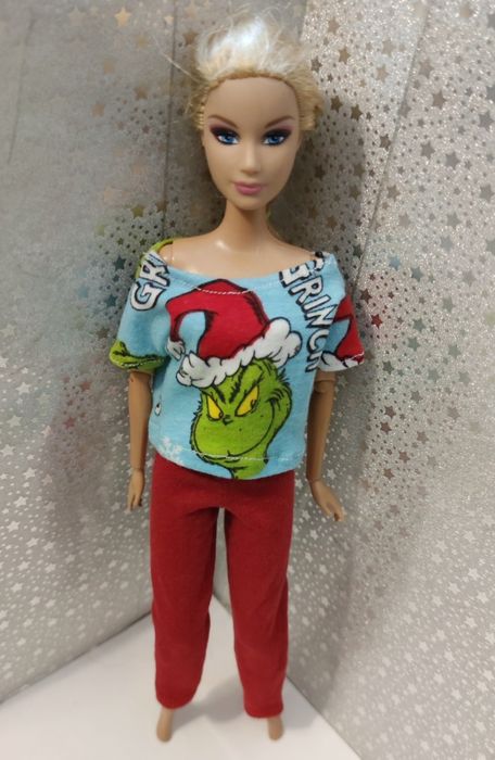 Ubranka dla lalki barbie Grinch piżama ubranie ciuszki prezent święta