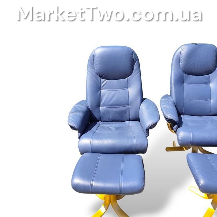 Кожаное,шкіряне крісло-реклайнер+пуф (010504)