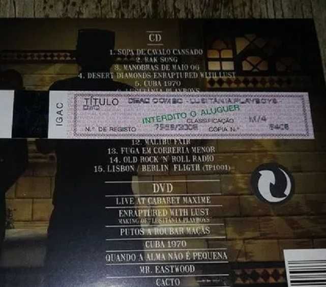 Dead Combo - Lusitânia Playboys (Edição CD+DVD) NOVO