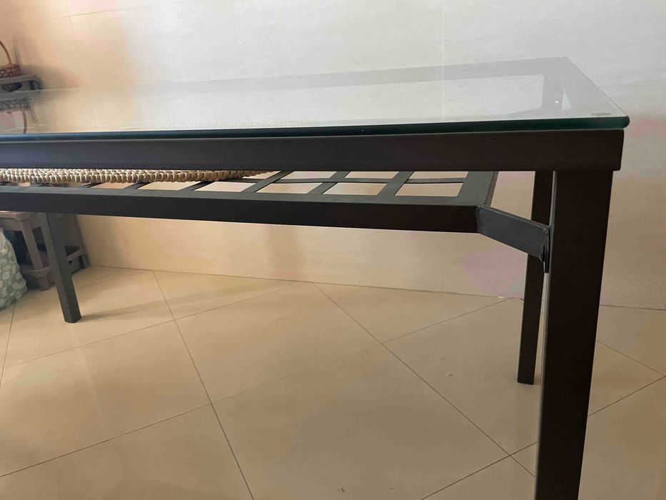 Conjunto de mesa de refeição retangular e 4 cadeiras