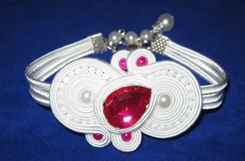 Komplet ślubny sutasz, kolczyki i bransoletka