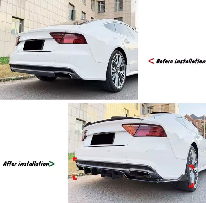 Диффузор Audi A7 C7 накладка на задний бампер Ауди А7 Ц7 юбка бампера сплитер элерон ауді