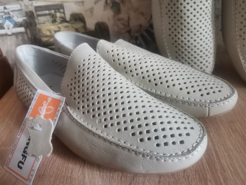 Летние кожаные мокасины мальчику