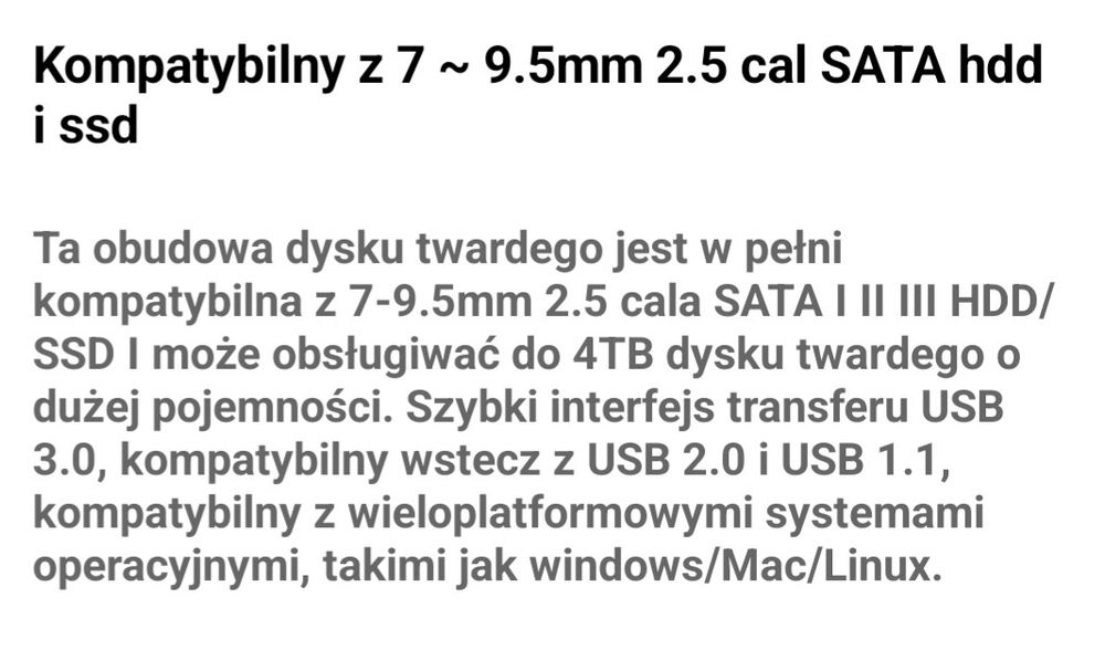 Obudowa dysku Orico ssd i HDD 2.5 cala