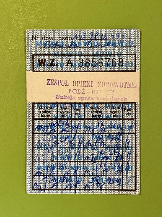 Wkładka do kartki na mięso ZOZ Łódź - Bałuty PRL
