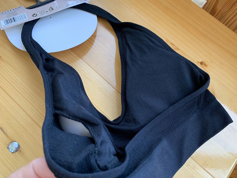 Чорний топ xs з відкритою спинкою в рубчик без застібок, бюстгалтер