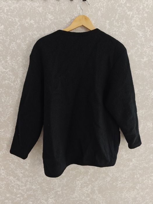 Kardigan sweter wełniany wełna 100% vintage coquette kwiaty czarny L