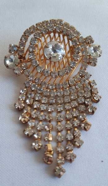 Брошь винтажная металл Водопад 11 струй ЧССР