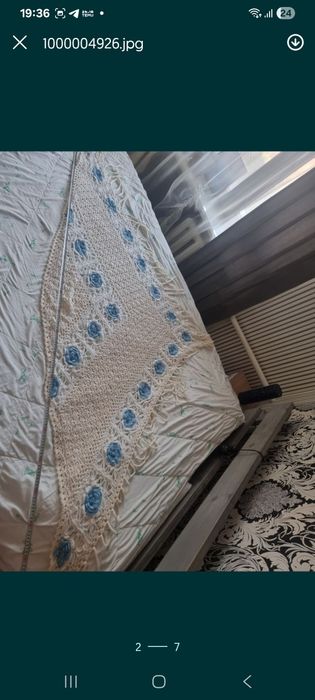 Великій палантин/шаль/платок  бу ручна робота крючком і бісер ВОВНА+МО