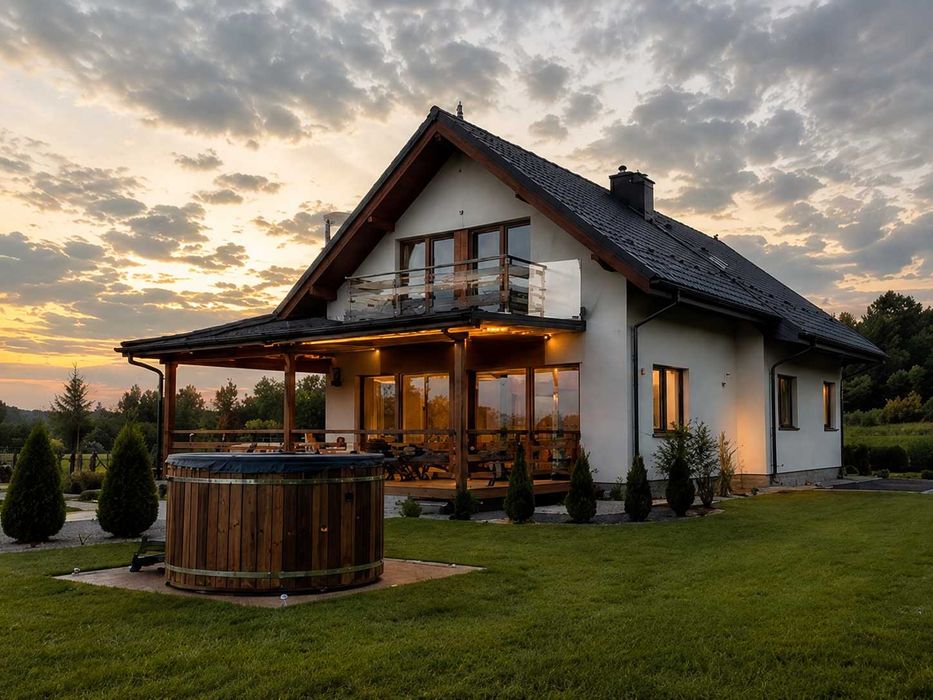 Giżycko Premium House – nowoczesny domek z ogrodem, tarasem i placem zabaw