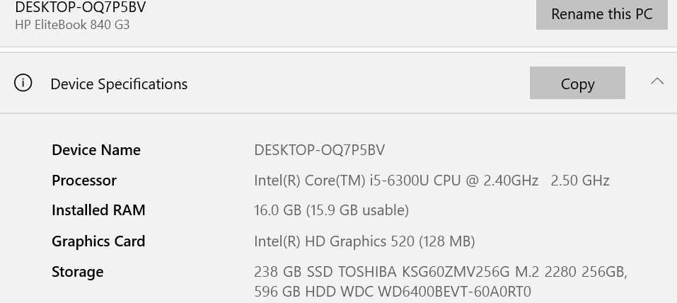 HP Elitebook 840 G3 i5 16GB DDR4/256GB SSD/640GB HDD