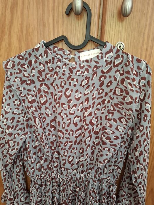 Vestido animal print plissado da Vintage Bazaar