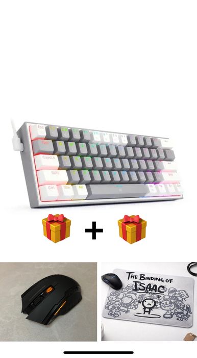 Клавіатура Redragon Fizz K617 Gray/ White +  Подарунок