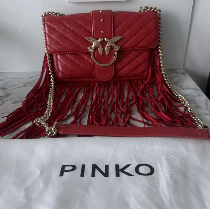 Torebka czerwona frędzle Pinko