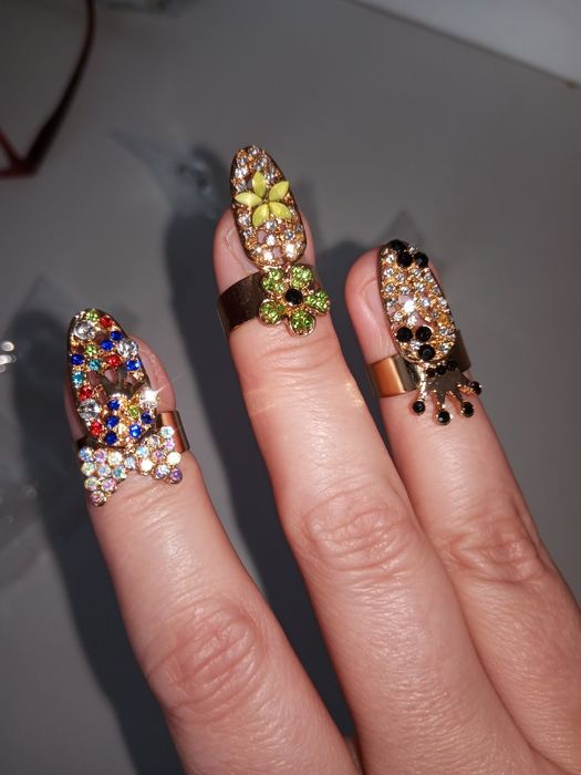 Anéis de arte para unhas glamorosas, pack 12