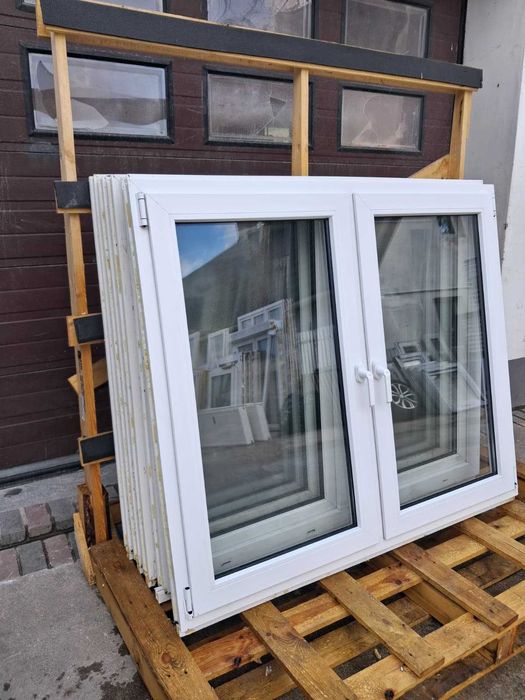Okno dwuskrzydłowe otwierane I uchylne SCHÜCO 155x131 pcv okna Wschowa DOWÓZ CAŁY KRAJ