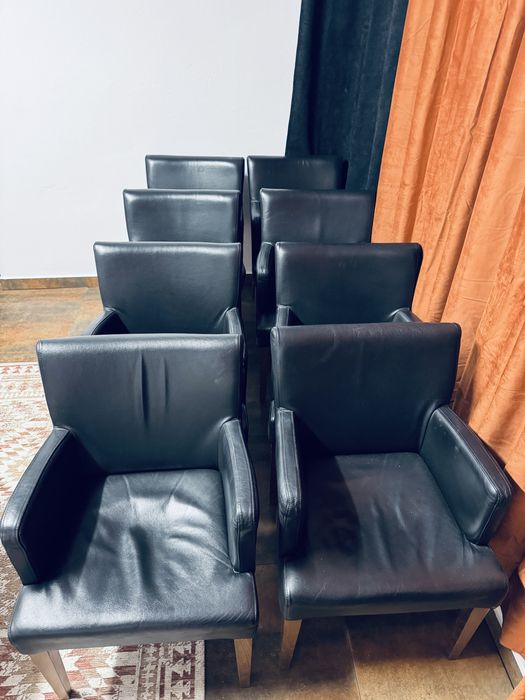 8 krzeseł skóra skórzane krzesło premium czarne fameg marriot barowe