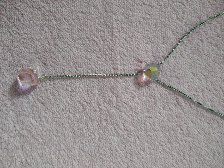 Swarovski naszyjnik srebrny z różowymi kryształami