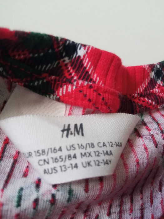 H&M sukienka w kratę z długim rękawem bawełna r 158-164