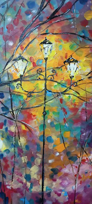 Óleo sobre tela, No Parque, original, dimensões 100cmx70cm