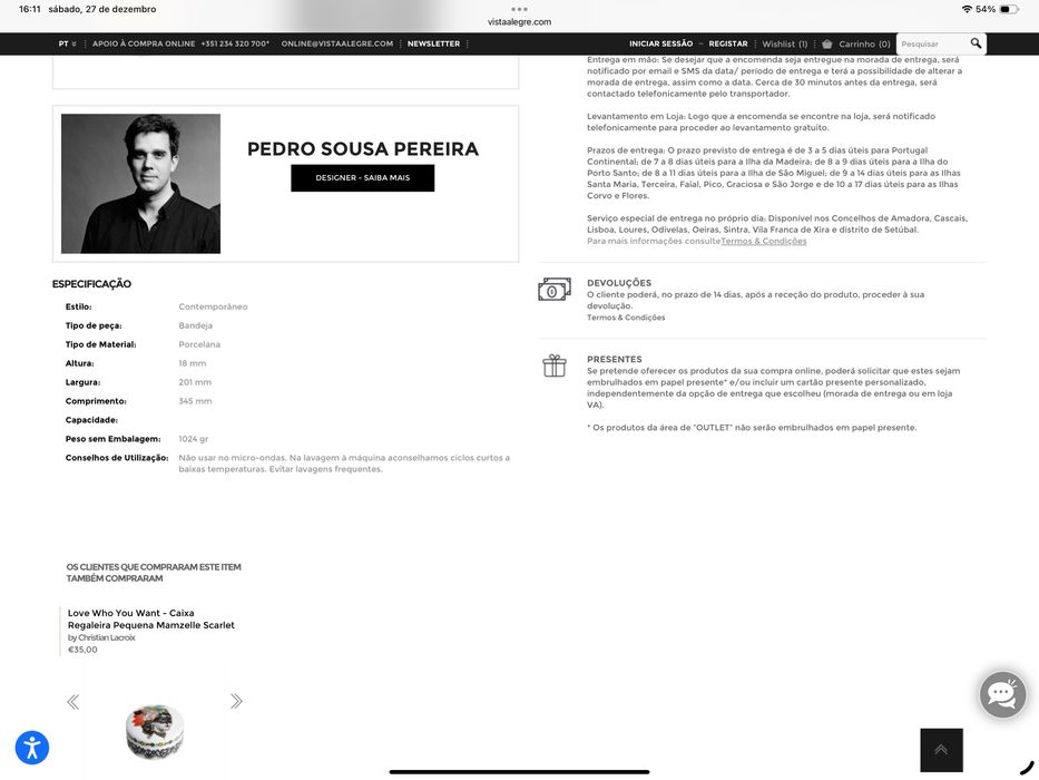 Vista Alegre bandeja retangular Chasing Stars